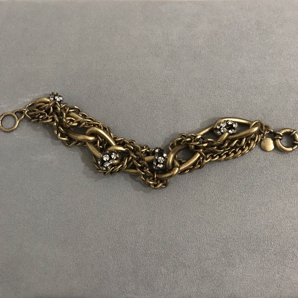J. Crew Crystal Donut Braided Chain Bracelet Gold